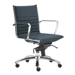 Eurostyle Dirk Faux Leather Low-Back Commercial Office Chair, Chrome/Blue
