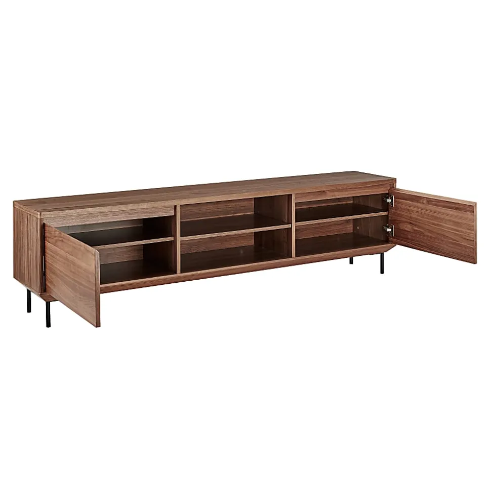 Eurostyle Saga Media Stand, 20-1/2"H x 78-1/2"W x 15-1/2"D, Walnut/Black