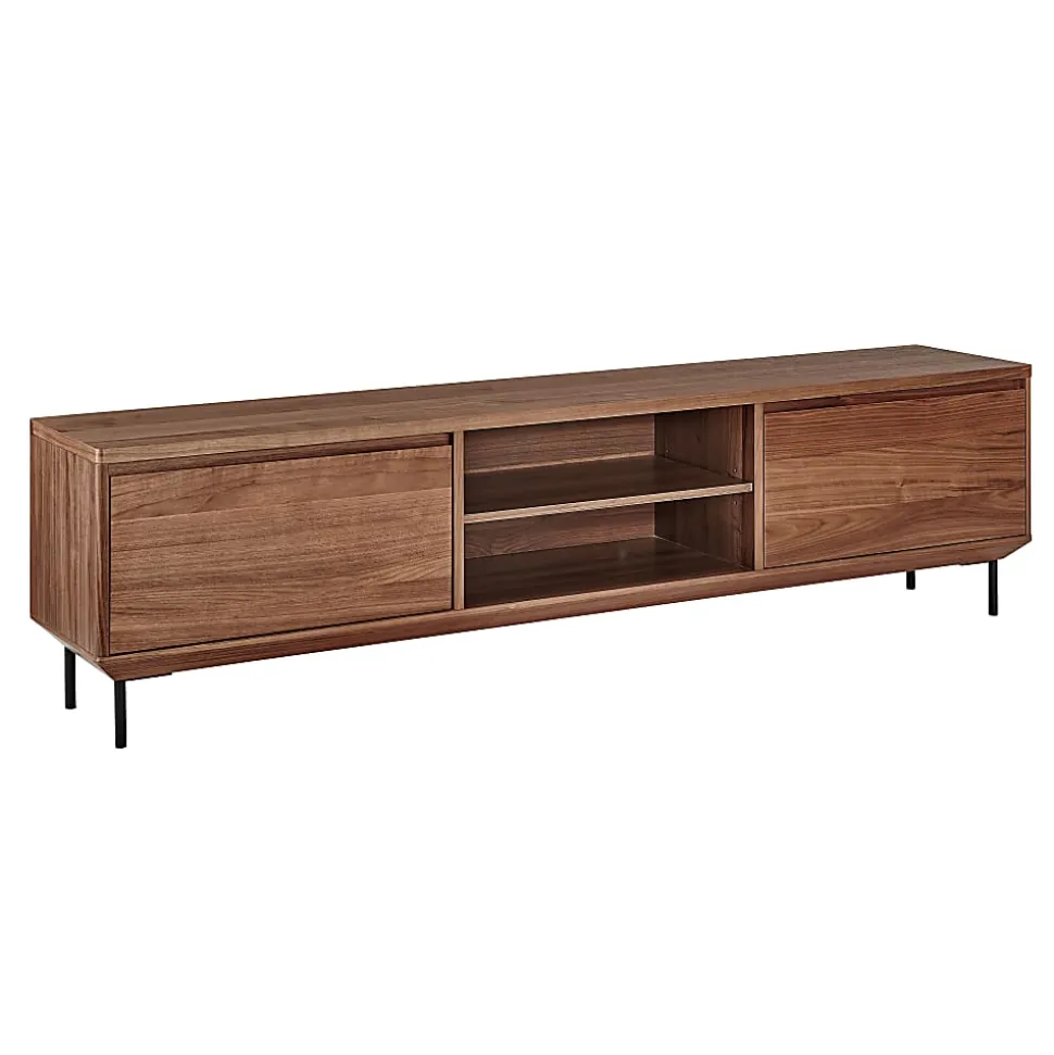 Eurostyle Saga Media Stand, 20-1/2"H x 78-1/2"W x 15-1/2"D, Walnut/Black