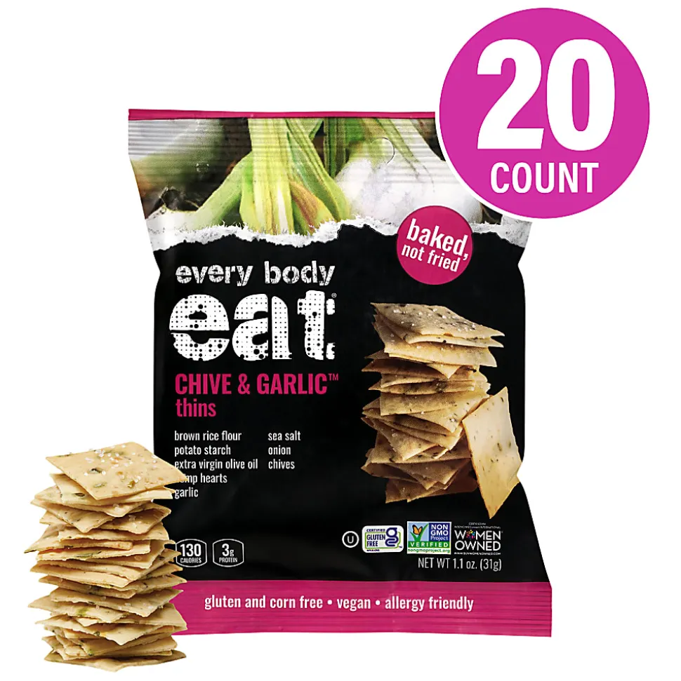 Every Body Eat Chive & Garlic Crackers, 1.1 Oz, Total Qty 20
