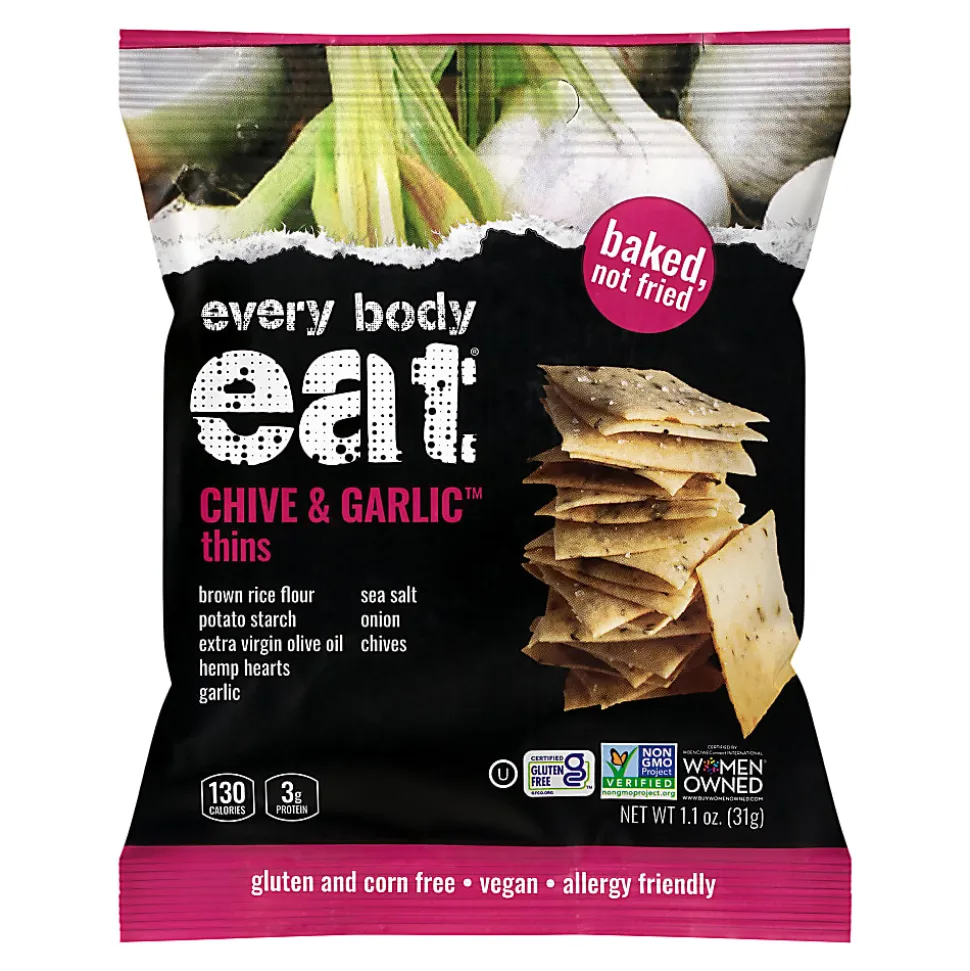 Every Body Eat Chive & Garlic Crackers, 1.1 Oz, Total Qty 20