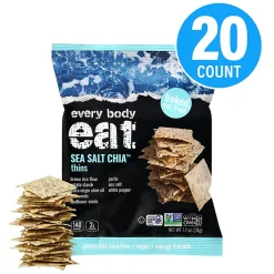 Every Body Eat Sea Salt Chia Crackers, 1.1 Oz, Total Qty 20