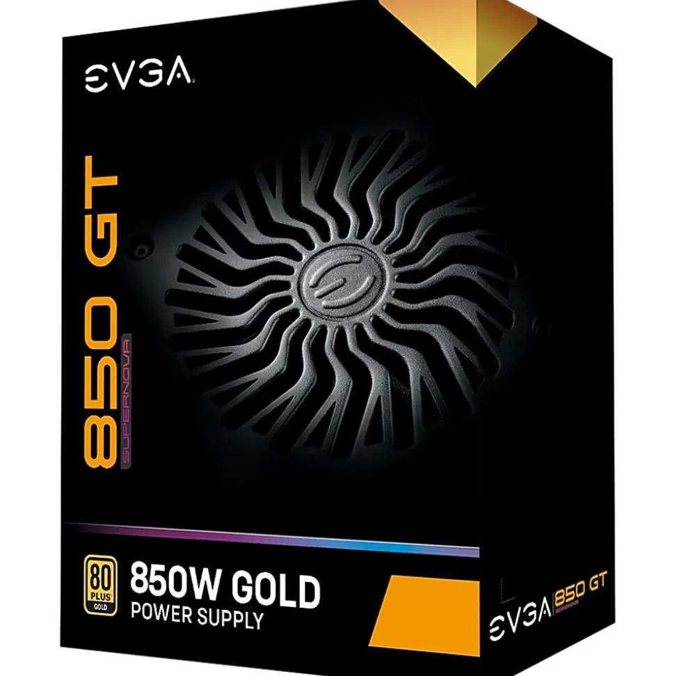 EVGA GT 850W Power Supply - Compact - 120 V AC, 230 V AC Input - 5 V DC, 3.3 V DC, 12 V DC, -12 V DC Output - 220GT0850Y1