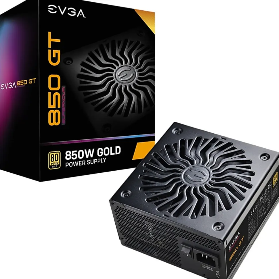 EVGA GT 850W Power Supply - Compact - 120 V AC, 230 V AC Input - 5 V DC, 3.3 V DC, 12 V DC, -12 V DC Output - 220GT0850Y1