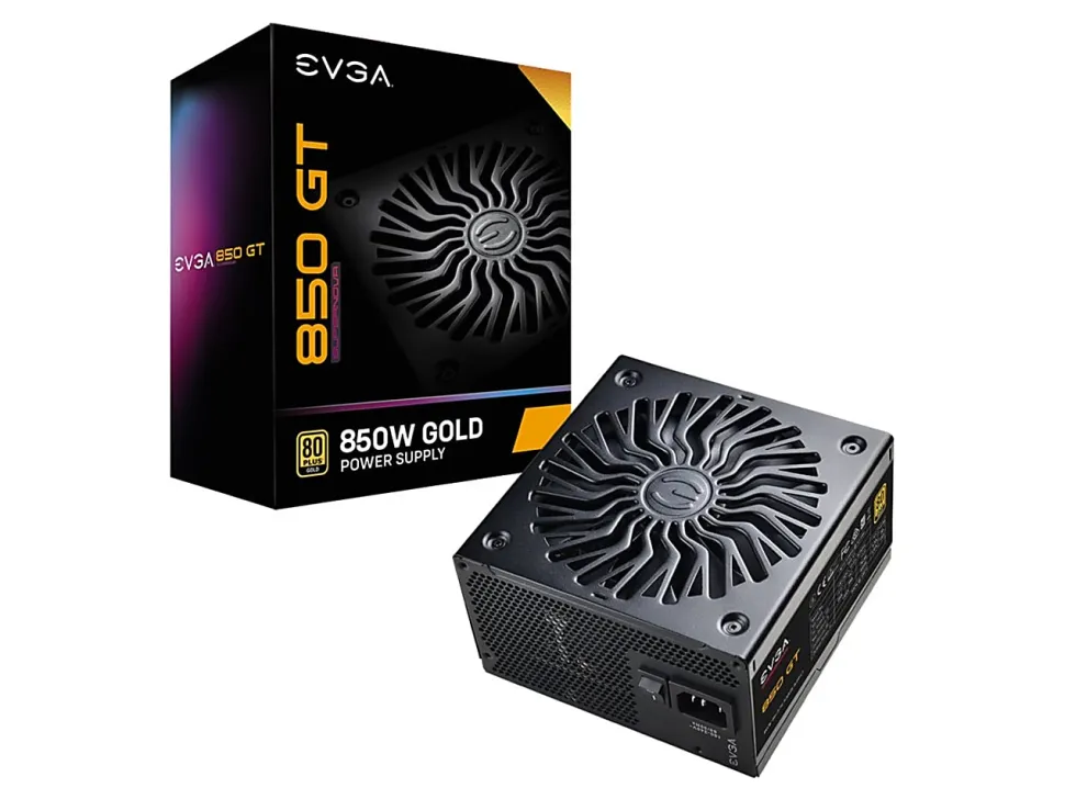 EVGA GT 850W Power Supply - Compact - 120 V AC, 230 V AC Input - 5 V DC, 3.3 V DC, 12 V DC, -12 V DC Output - 220GT0850Y1