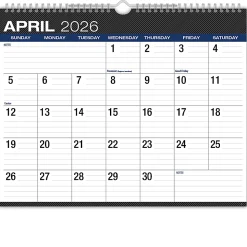 2026-2027 Excello Brands Academic Year Large Print Wall Calendar, 15" x 12", Black, April To December, Total Qty 1