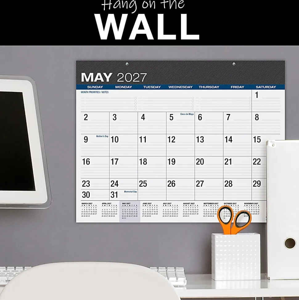 2026-2027 Excello Brands Academic Year Large Print Desk Pad Calendar, 22" x 17", Black, April To December, Total Qty 1