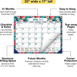 2026-2027 Excello Brands Academic Year Large Print Desk Pad Calendar, 22