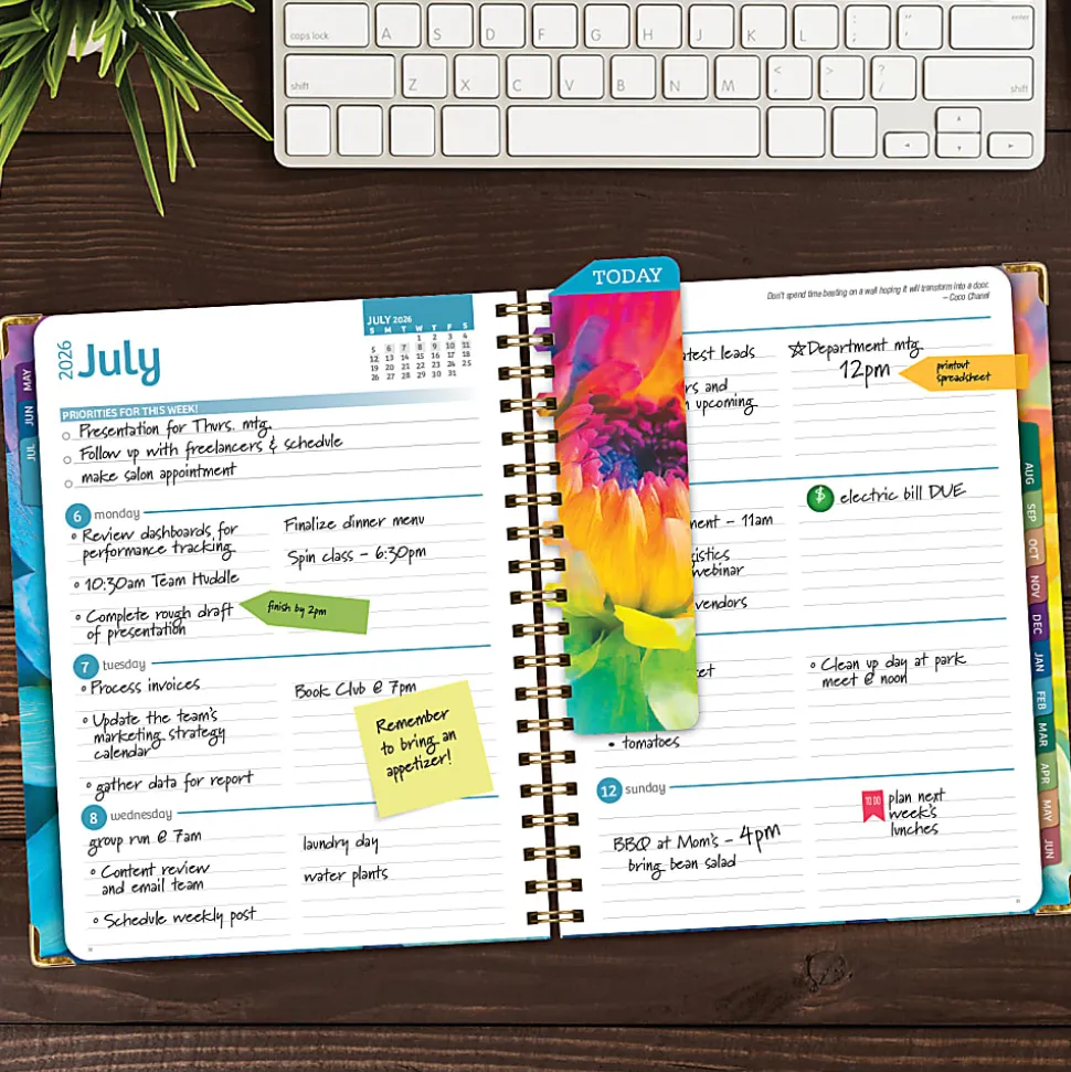 2026-2027 Excello Brands 14-Month Academic Year Hardcover Weekly/Monthly Fashion Planner, 8-1/2" x 11", Rainbow Petals, May To June, Total Qty 1