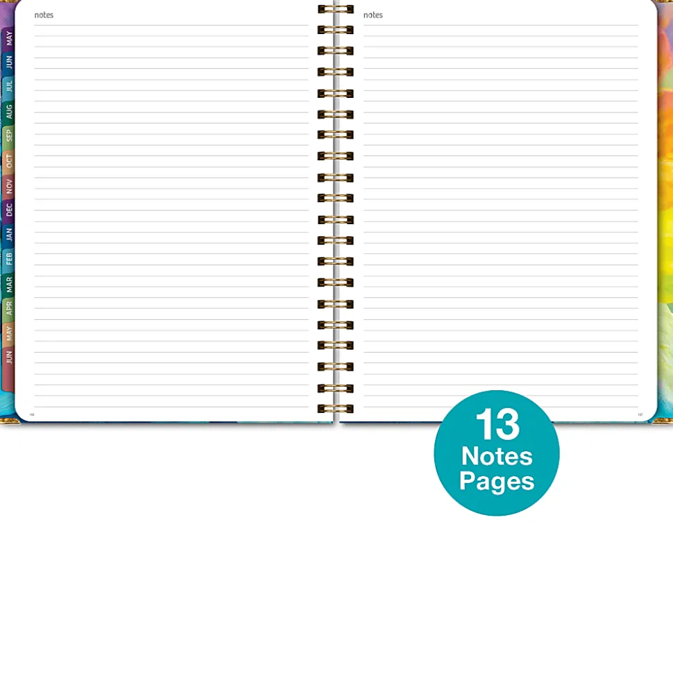 2026-2027 Excello Brands 14-Month Academic Year Hardcover Weekly/Monthly Fashion Planner, 8-1/2" x 11", Rainbow Petals, May To June, Total Qty 1