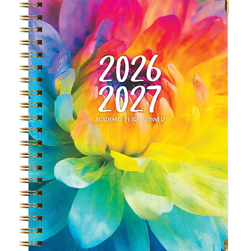 2026-2027 Excello Brands 14-Month Academic Year Hardcover Weekly/Monthly Fashion Planner, 8-1/2" x 11", Rainbow Petals, May To June, Total Qty 1