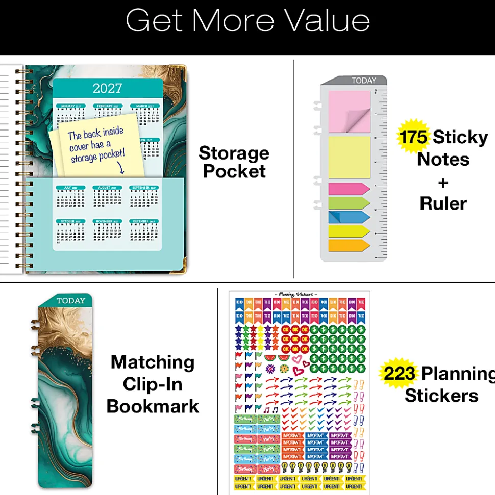 2026-2027 Excello Brands 14-Month Academic Year Hardcover Weekly/Monthly Fashion Planner, 8-1/2" x 11", Dragonflies, May To June, Total Qty 1