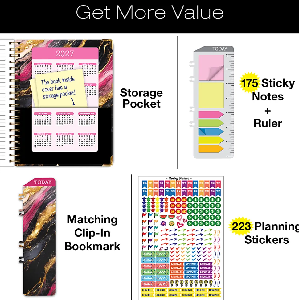 2026-2027 Excello Brands 14-Month Academic Year Hardcover Weekly/Monthly Fashion Planner, 5-1/2" x 8", Dragonflies, May To June, Total Qty 1