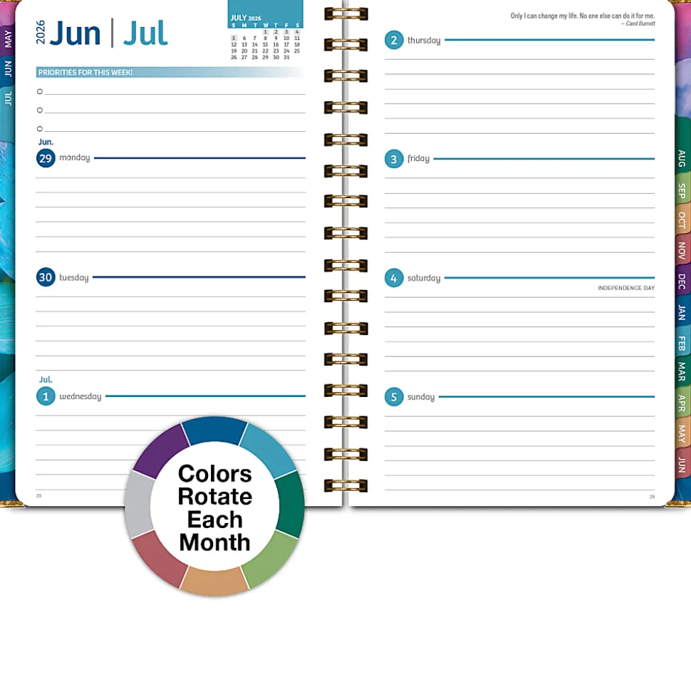 2026-2027 Excello Brands 14-Month Academic Year Hardcover Weekly/Monthly Fashion Planner, 5-1/2" x 8", Rainbow Petals, May To June, Total Qty 1
