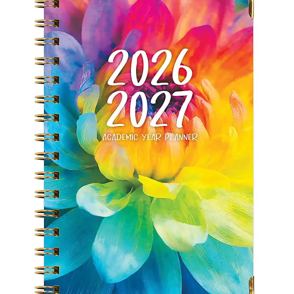 2026-2027 Excello Brands 14-Month Academic Year Hardcover Weekly/Monthly Fashion Planner, 5-1/2" x 8", Rainbow Petals, May To June, Total Qty 1