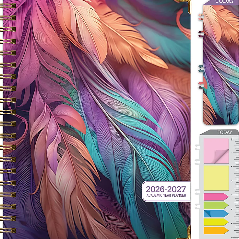 2026-2027 Excello Brands 14-Month Academic Year Hardcover Weekly/Monthly Fashion Planner, 8-1/2" x 11", Pastel Peacock, May To June, Total Qty 1