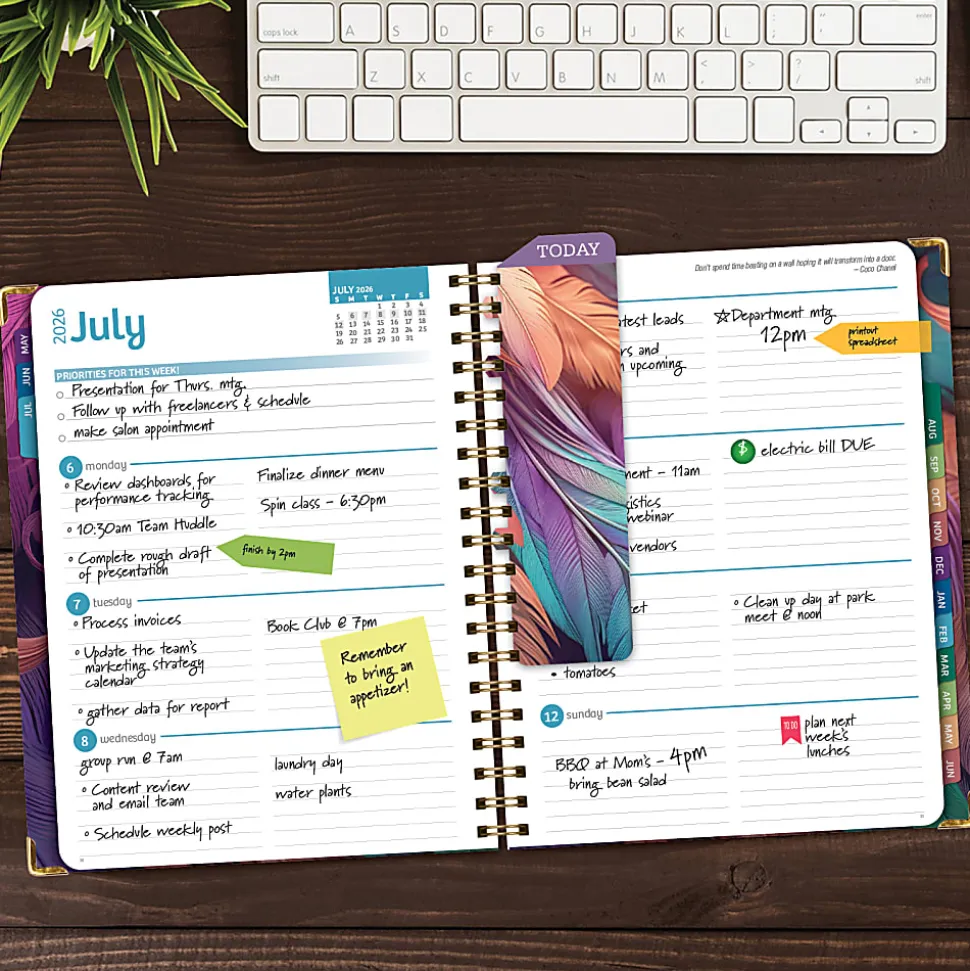 2026-2027 Excello Brands 14-Month Academic Year Hardcover Weekly/Monthly Fashion Planner, 8-1/2" x 11", Pastel Peacock, May To June, Total Qty 1
