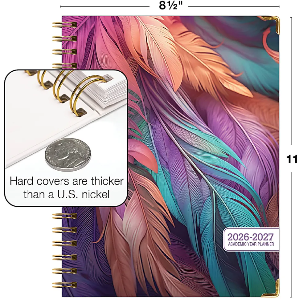 2026-2027 Excello Brands 14-Month Academic Year Hardcover Weekly/Monthly Fashion Planner, 8-1/2" x 11", Pastel Peacock, May To June, Total Qty 1