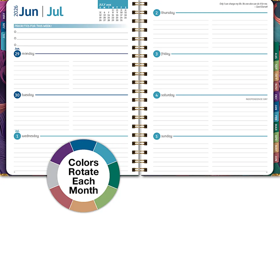 2026-2027 Excello Brands 14-Month Academic Year Hardcover Weekly/Monthly Fashion Planner, 8-1/2" x 11", Pastel Peacock, May To June, Total Qty 1