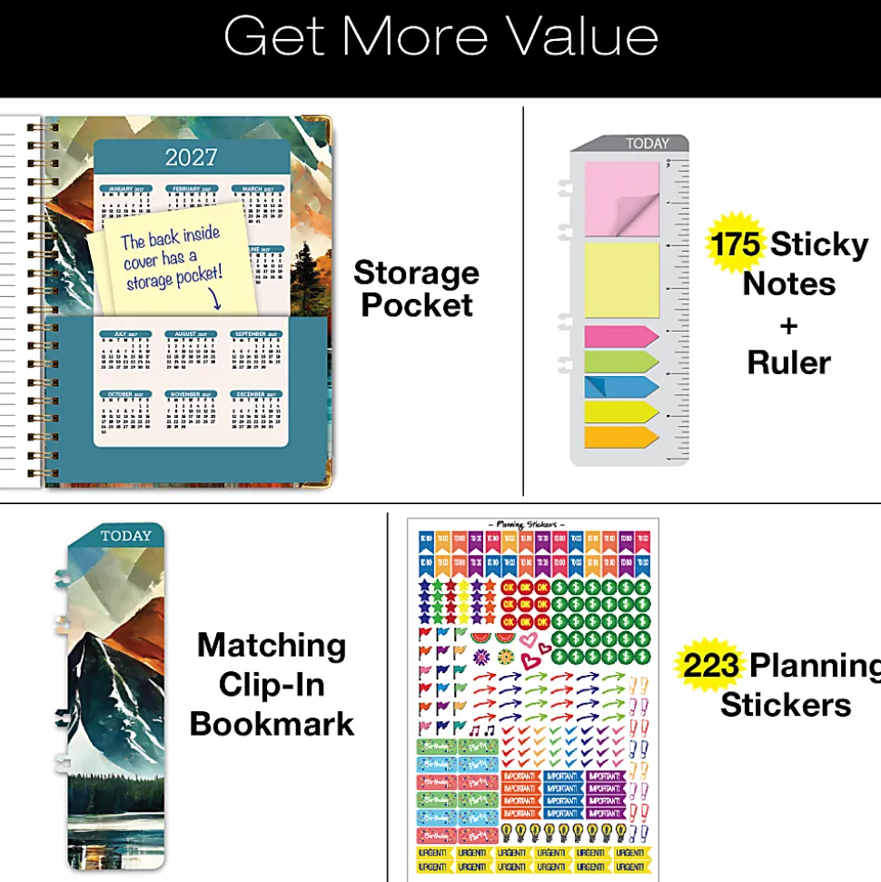 2026-2027 Excello Brands 14-Month Academic Year Hardcover Weekly/Monthly Fashion Planner, 8-1/2" x 11", Lake View, May To June, Total Qty 1