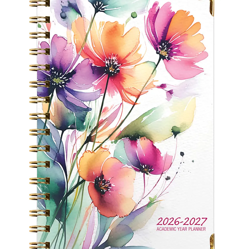 2026-2027 Excello Brands 14-Month Academic Year Hardcover Weekly/Monthly Fashion Planner, 5-1/2" x 8", Rainbow Floral, May To June, Total Qty 1
