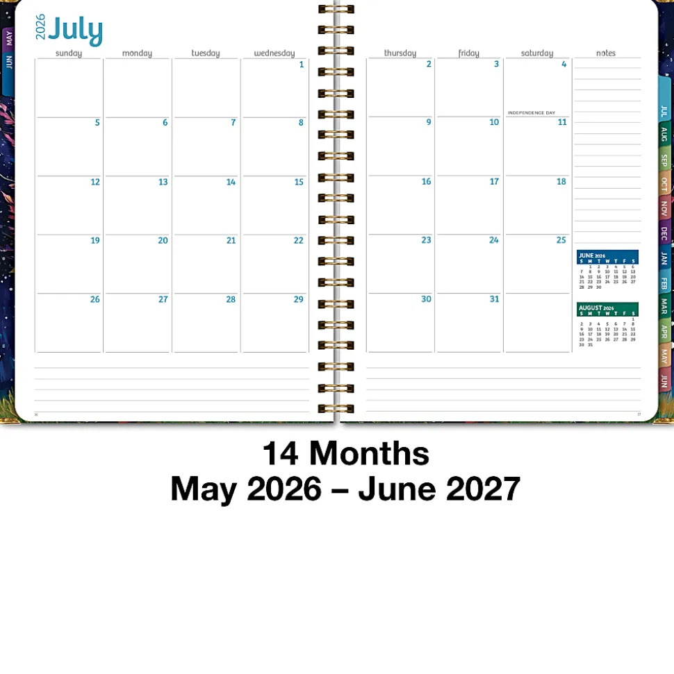 2026-2027 Excello Brands 14-Month Academic Year Hardcover Weekly/Monthly Fashion Planner, 8-1/2" x 11", Black Tree Seasons, May To June, Total Qty 1