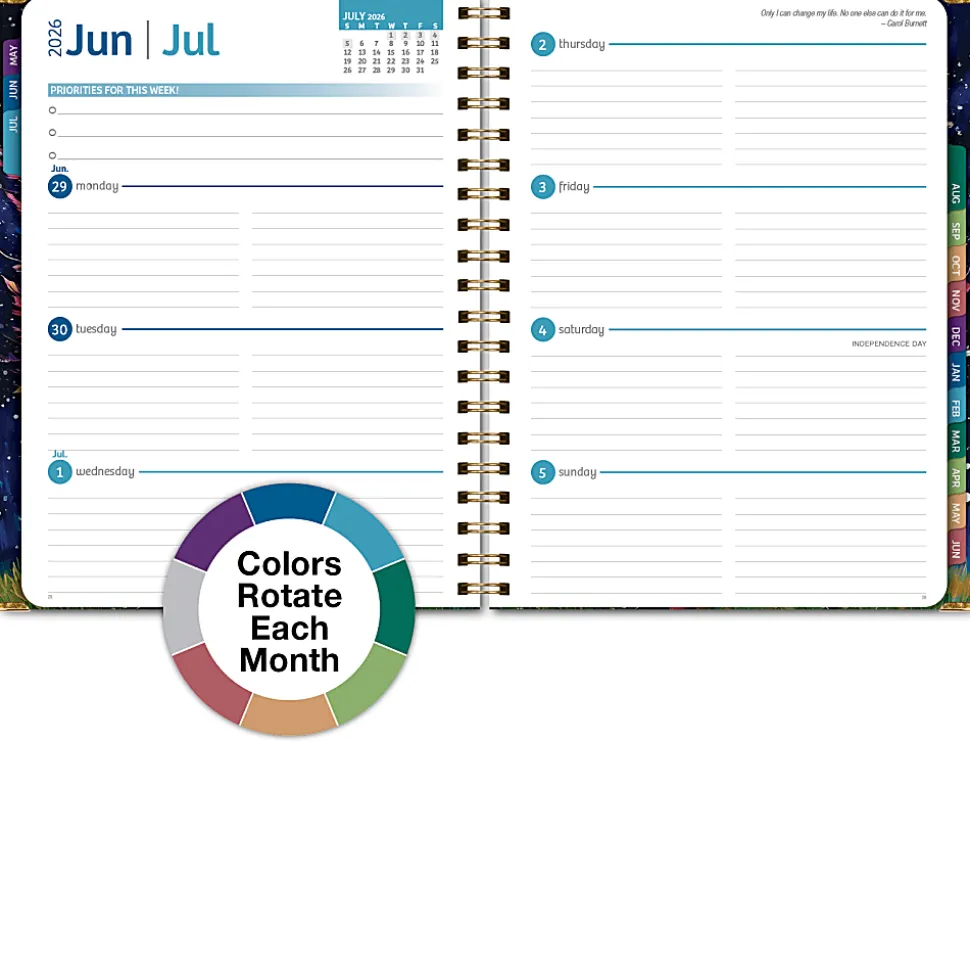 2026-2027 Excello Brands 14-Month Academic Year Hardcover Weekly/Monthly Fashion Planner, 8-1/2" x 11", Black Tree Seasons, May To June, Total Qty 1