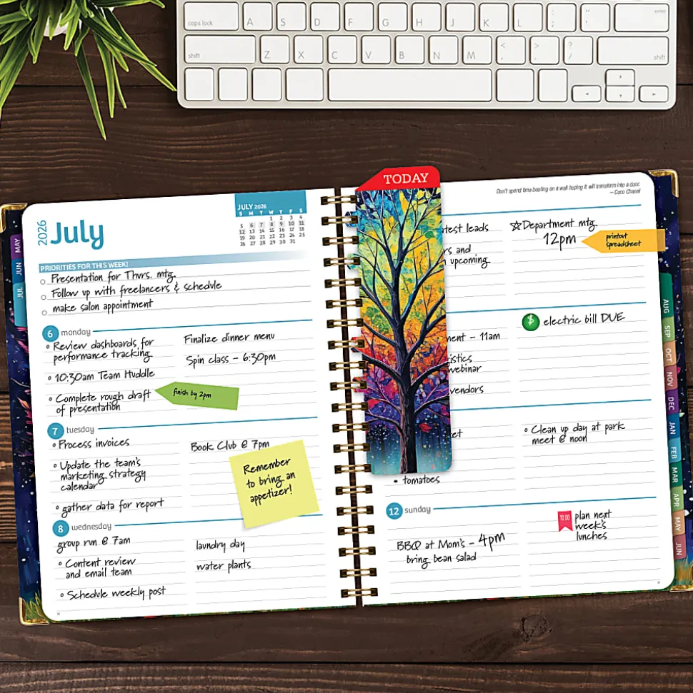 2026-2027 Excello Brands 14-Month Academic Year Hardcover Weekly/Monthly Fashion Planner, 8-1/2" x 11", Black Tree Seasons, May To June, Total Qty 1