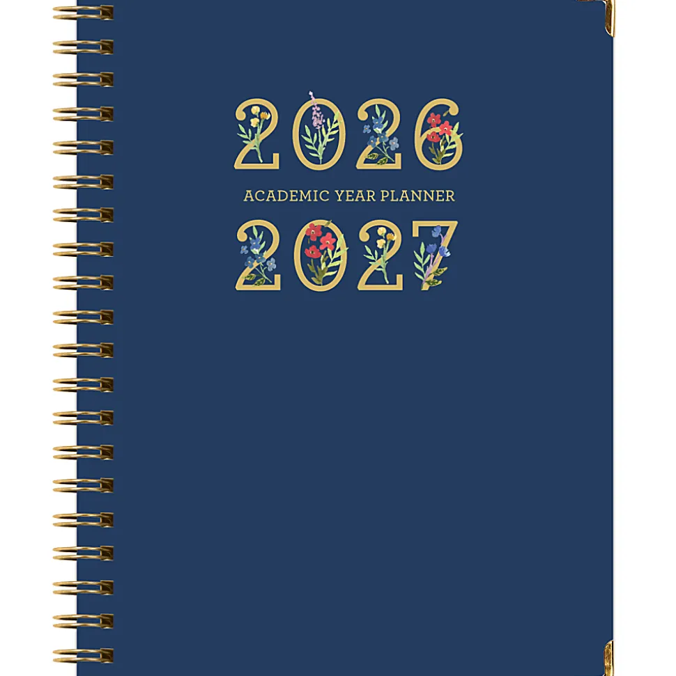2026-2027 Excello Brands 14-Month Academic Year Hardcover Weekly/Monthly Fashion Planner, 8-1/2" x 11", Navy Gold Numbers, May To June, Total Qty 1