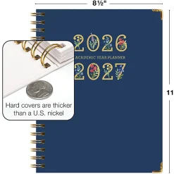 2026-2027 Excello Brands 14-Month Academic Year Hardcover Weekly/Monthly Fashion Planner, 8-1/2" x 11", Navy Gold Numbers, May To June, Total Qty 1