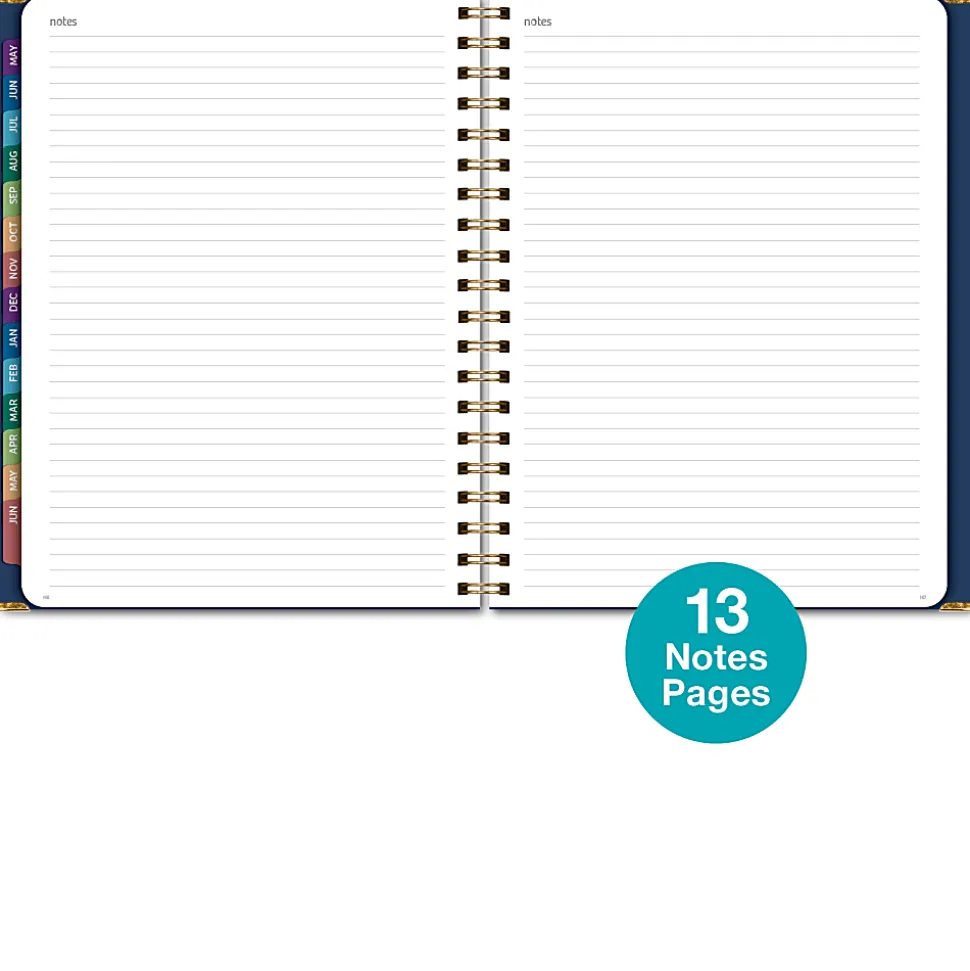 2026-2027 Excello Brands 14-Month Academic Year Hardcover Weekly/Monthly Fashion Planner, 8-1/2" x 11", Navy Gold Numbers, May To June, Total Qty 1