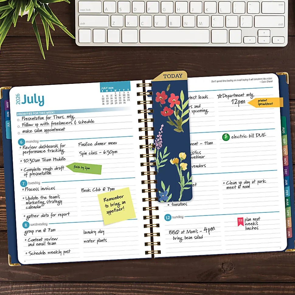 2026-2027 Excello Brands 14-Month Academic Year Hardcover Weekly/Monthly Fashion Planner, 8-1/2" x 11", Navy Gold Numbers, May To June, Total Qty 1