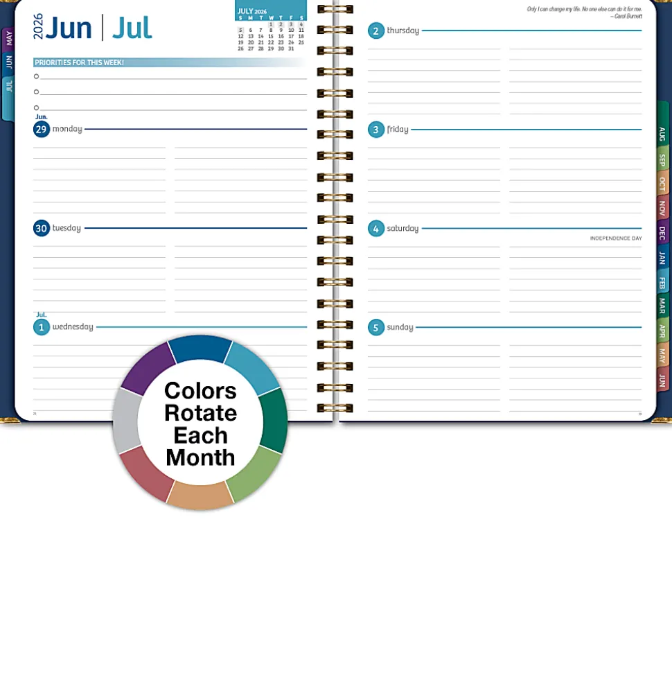2026-2027 Excello Brands 14-Month Academic Year Hardcover Weekly/Monthly Fashion Planner, 8-1/2" x 11", Navy Gold Numbers, May To June, Total Qty 1