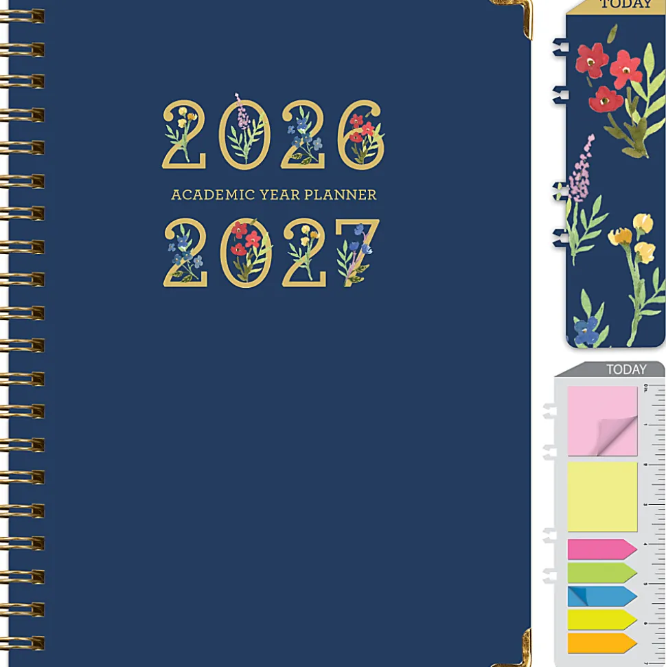 2026-2027 Excello Brands 14-Month Academic Year Hardcover Weekly/Monthly Fashion Planner, 8-1/2" x 11", Navy Gold Numbers, May To June, Total Qty 1