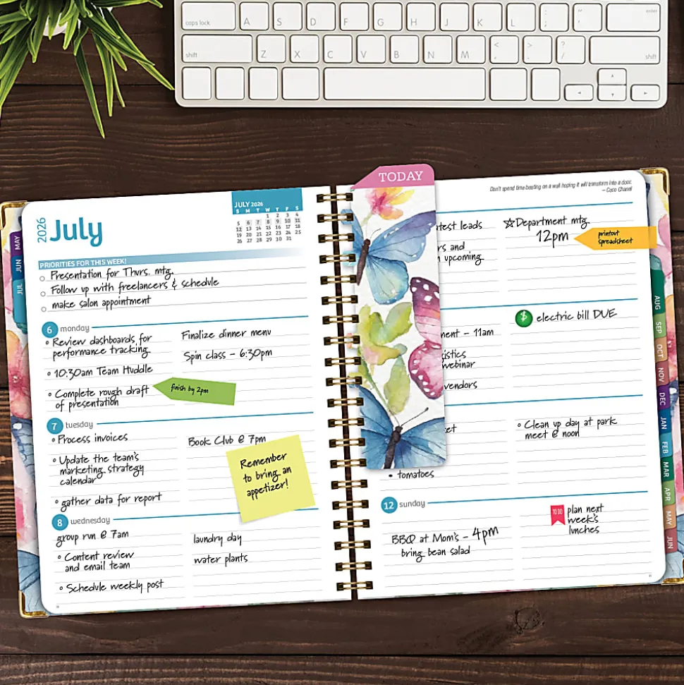 Excello Brands 2026-2027 14-Month Academic Hardcover Weekly/Monthly Fashion Planner, 8-1/2" x 11", Watercolor Butterflies, May-June, FSHNAY26851133