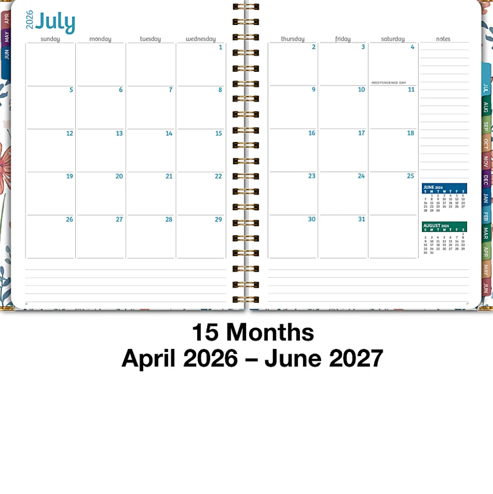 Excello Brands 2026-2027 14-Month Academic Hardcover Weekly/Monthly Fashion Planner, 8-1/2" x 11", Colorful Botanicals, May-June, RAY278511FC30