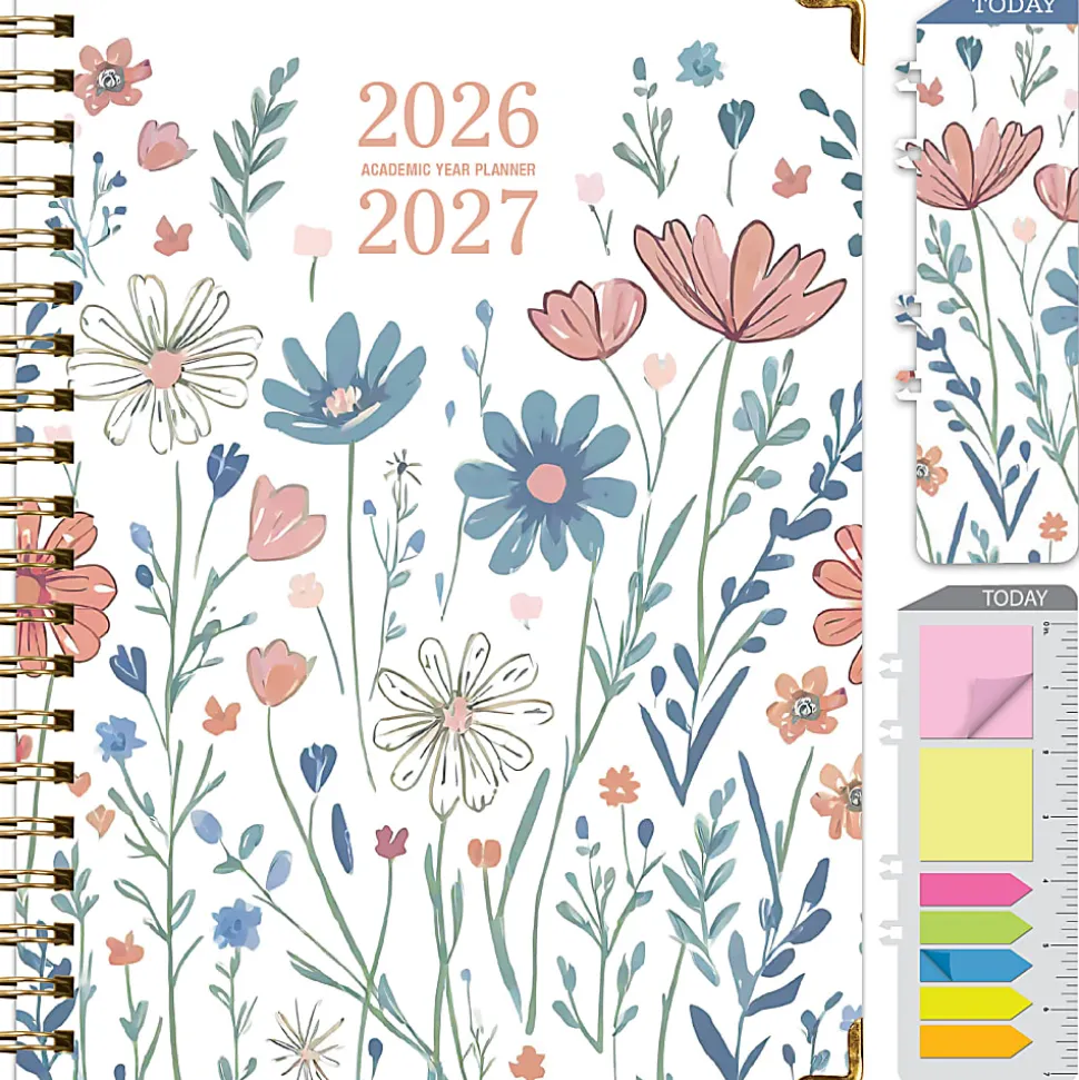 Excello Brands 2026-2027 14-Month Academic Hardcover Weekly/Monthly Fashion Planner, 8-1/2" x 11", Colorful Botanicals, May-June, RAY278511FC30