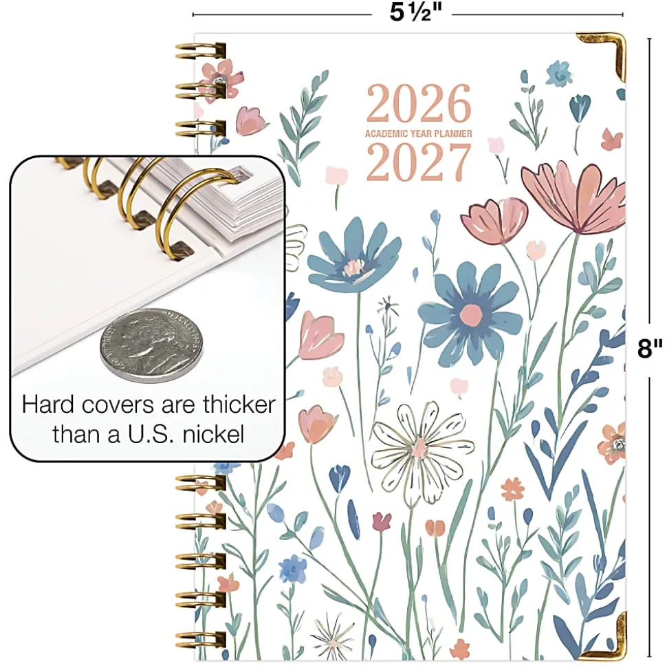 2026-2027 Excello Brands 14-Month Academic Year Hardcover Weekly/Monthly Fashion Planner, 5-1/2" x 8", Colorful Botanicals, May To June, Total Qty 1