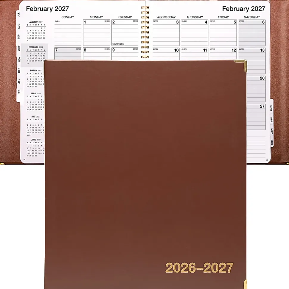 2026-2027 Excello Brands Monthly Academic Year Executive Planner, 8-1/2" x 11", Brown, June To July, Total Qty 1