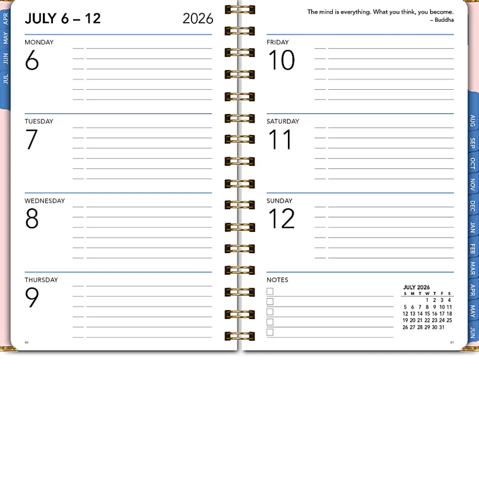 2026-2027 Excello Brands 15-Month Weekly/Monthly Academic Year Large Print Planner, 5” x 8", Pink Gold Numbers, May To June, Total Qty 1