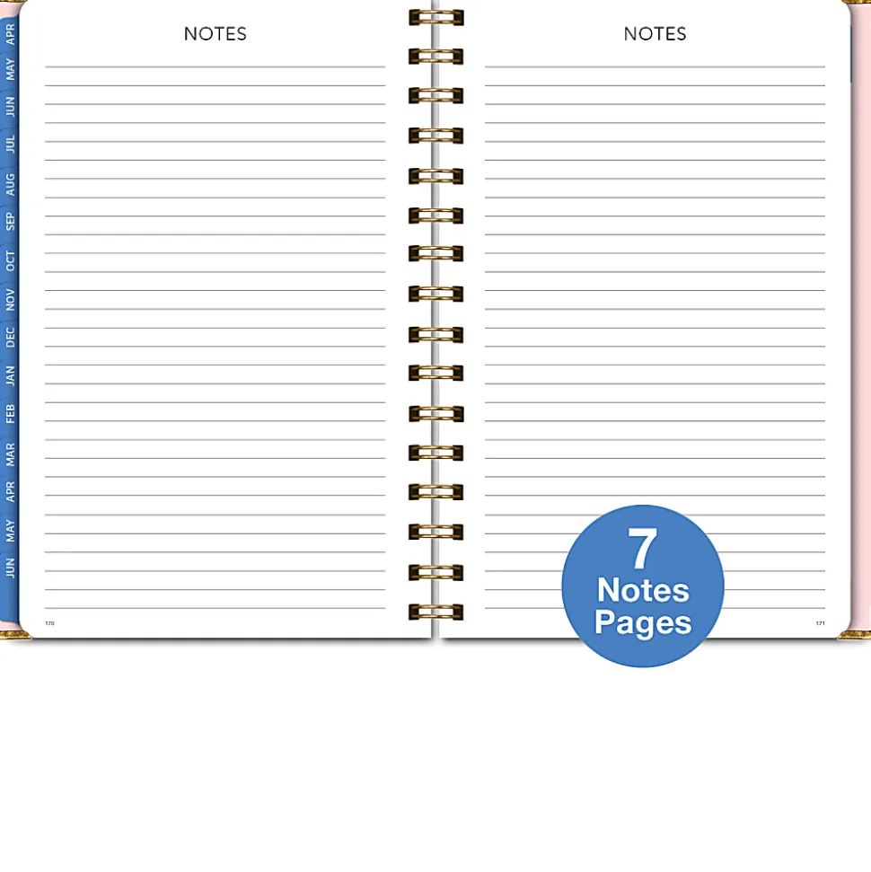 2026-2027 Excello Brands 15-Month Weekly/Monthly Academic Year Large Print Planner, 5” x 8", Pink Gold Numbers, May To June, Total Qty 1