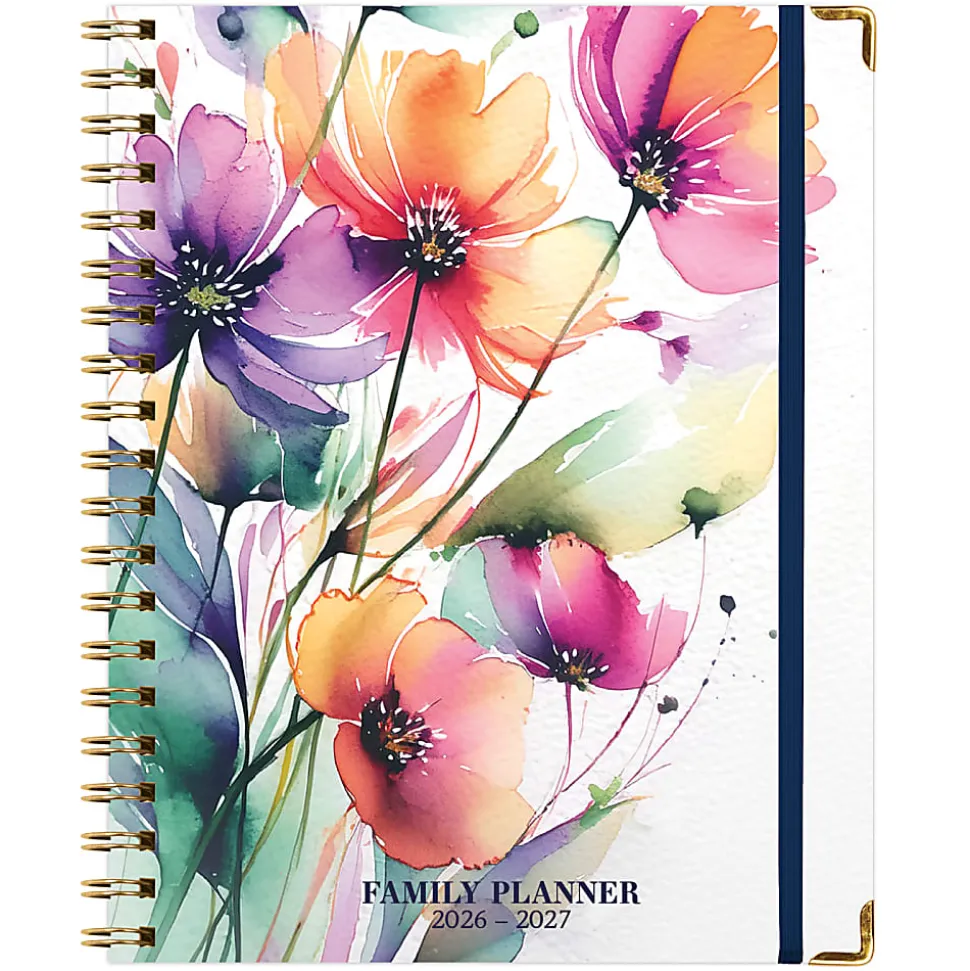 2026-2027 Excello Brands 14-Month Weekly/Monthly Academic Year Family Planner, 8-1/2" x 11", Rainbow Floral, May To June, Total Qty 1