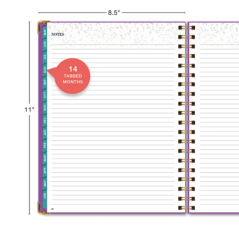 2026-2027 Excello Brands 14-Month Weekly/Monthly Academic Year Family Planner, 8-1/2" x 11", Rainbow Floral, May To June, Total Qty 1