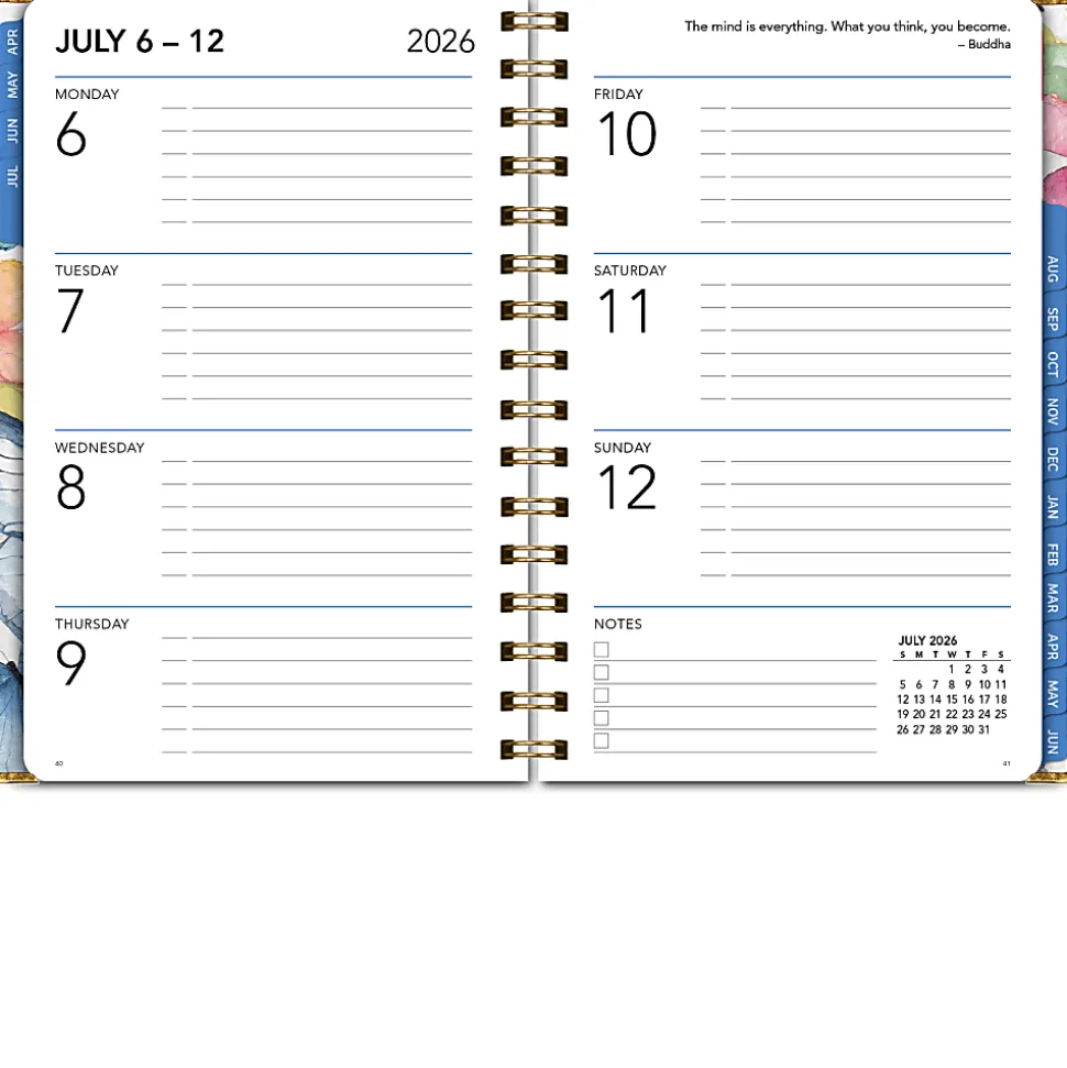 2026-2027 Excello Brands 15-Month Weekly/Monthly Academic Year Large Print Planner, 5” x 8", Watercolor Butterflies, May To June, Total Qty 1