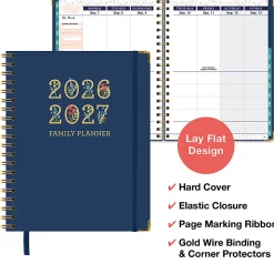 2026-2027 Excello Brands 14-Month Weekly/Monthly Academic Year Family Planner, 8-1/2
