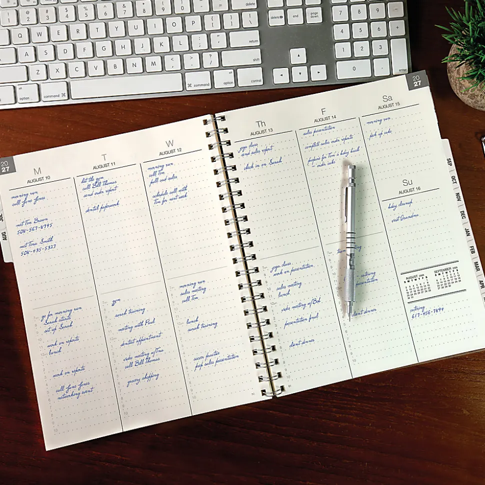 2026-2027 Excello Brands 14-Month Weekly/Monthly Academic Year Essential Planner, 8-1/2” x 11", Clear Frosted, May To June, Total Qty 1