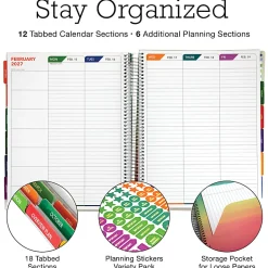 2026-2027 Excello Brands Weekly/Monthly Academic Year Deluxe Teacher Planner, 8-1/2" x 11", Tree Seasons, August To July, Total Qty 1