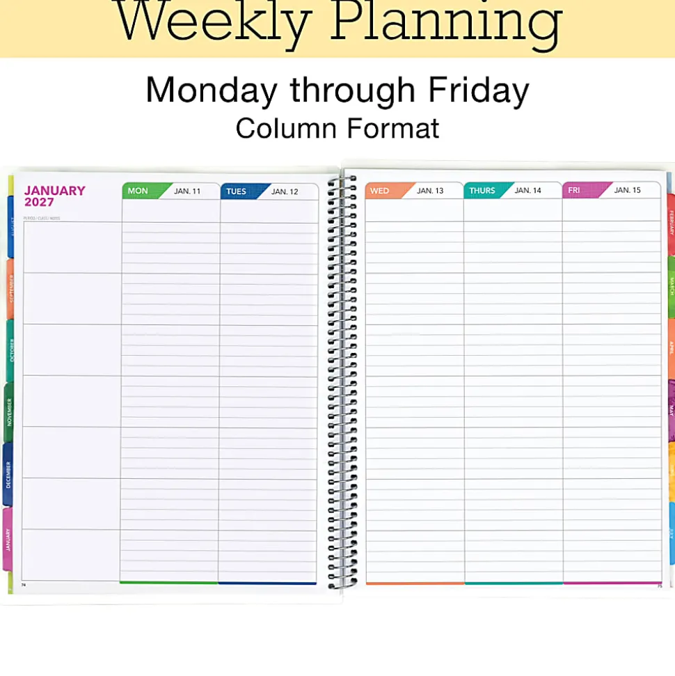 2026-2027 Excello Brands Weekly/Monthly Academic Year Teacher Planner, 8-1/2" x 11", Tree Seasons, August To July, Total Qty 1