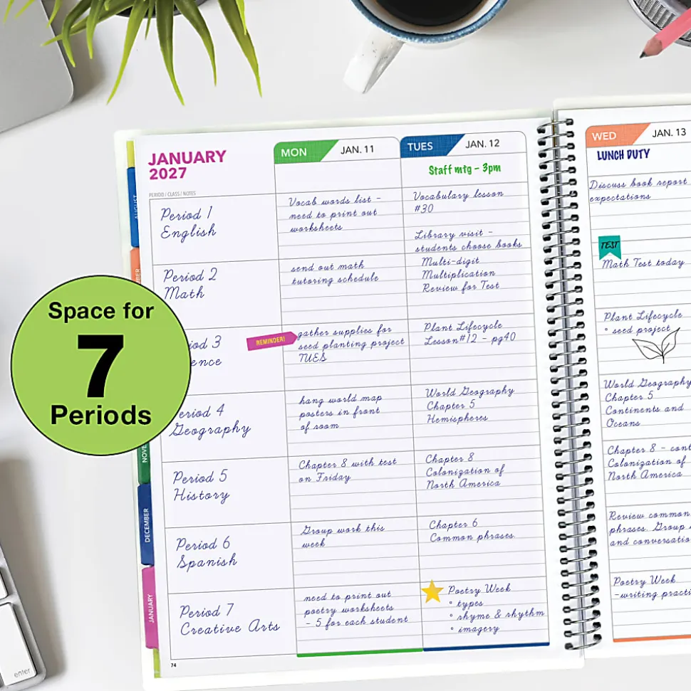 2026-2027 Excello Brands Weekly/Monthly Academic Year Teacher Planner, 8-1/2" x 11", Teal Gold Marble, August To July, Total Qty 1