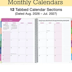 2026-2027 Excello Brands Weekly/Monthly Academic Year Teacher Planner, 8-1/2" x 11", Watercolor Butterflies, August To July, Total Qty 1